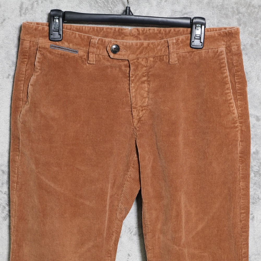 Eleventy Pants Mens 33x29 Brown Corduroy Slim Tapered Chino Made In Italy - Picture 2 of 12